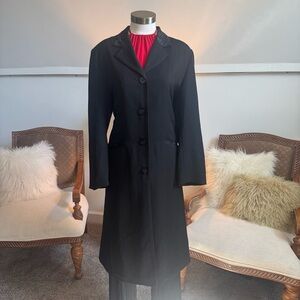 April Cornell Black Trench Coat with Floral Details